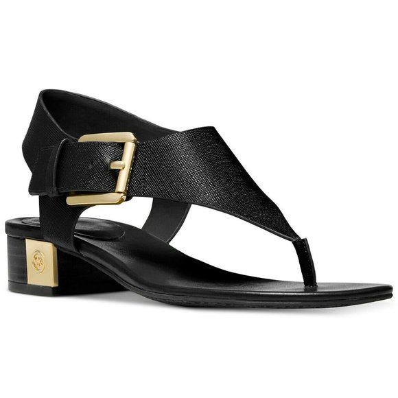 Michael Kors London T-Strap Thong Black Sandals 6 - Picture 1 of 3